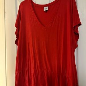 CAbi Women's orange V-Neck Short Sleeve Top